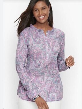 Talbots Pink and Blue Paisley Henley Tunic